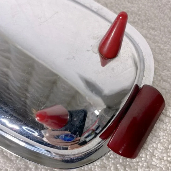 Vintage Glo Hill Gourmates Chrome Serving Tray With Bakelite Handles - Picture 5 of 12